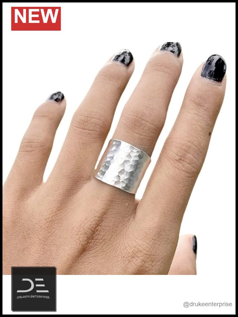 Handmade 95% Pure Silver Adjustable Wide Band Ring 5/8" Sizes 6-12